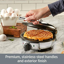 Load image into Gallery viewer, All-Clad WD700162 Stainless Steel Classic Round Waffle Maker with 7 Browning Settings, 4-Section, Silver
