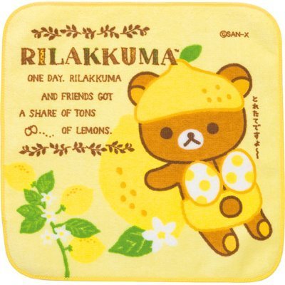 San-X Rilakkuma Hand Towel/Wash Cloth/Handkerchief - Theme Fresh Lemon Puchitaoru CM58403