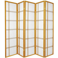 Oriental Furniture 6 ft. Tall Double Cross Shoji Screen - Honey - 5 Panels