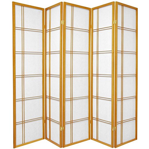 Oriental Furniture 6 ft. Tall Double Cross Shoji Screen - Honey - 5 Panels