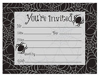 Creative Converting 8 Count Metallic Webs Halloween Postcard Invitation, Black/Gray