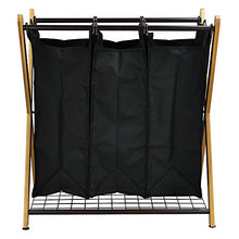 Load image into Gallery viewer, Oceanstar XBS1484 Bamboo 3-Bag Laundry Sorter Black, 29.75 in. H x 19.10 in. W x 27 in.
