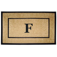 Nedia Home Single Picture Black Frame with Coir Rubber Border Dirt Buster Doormat, 30 by 48-Inch, Monogrammed F