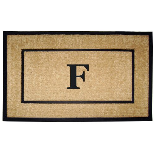 Nedia Home Single Picture Black Frame with Coir Rubber Border Dirt Buster Doormat, 30 by 48-Inch, Monogrammed F