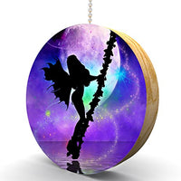 Fairy Moon Swing Silhouette Hardwood Oak Fan/Light Pull