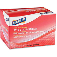 Load image into Gallery viewer, Genuine Joe GJO20050CT Plastic Stir Stick, 5-1/2&quot; Length, White/Red (40 Boxes of 1,000 Units)
