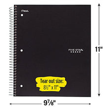 Load image into Gallery viewer, Five Star Spiral Notebook, 3 Subject, College Ruled Paper, 150 Sheets, 11&quot; x 8-1/2, Black (72069)
