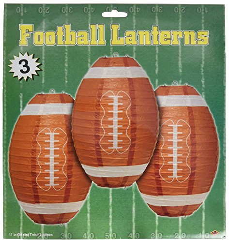 Beistle Football Paper Lanterns, 11-Inch, Brown/White
