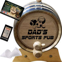 Load image into Gallery viewer, 2 Liter Engraved American Oak Aging Barrel - Design 012: Dad&#39;s Sports Pub
