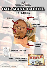 Load image into Gallery viewer, Thousand Oaks Barrel Co. | Personalized American White Oak 5 Liter Barrel with Stand, Bung, and Spigot - For The Home Brewer, Distiller, Wine Maker and Cocktail Aging Bartender (B415)
