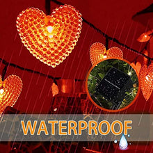 Load image into Gallery viewer, Solar Heart-Shaped Lights,WONFAST Waterproof 20ft 30LED Ambiance Lighting Solar Powered Fairy String Lights for Indoor Outdoor Garden Home Wedding Party Valentines Day Christmas Decoration (Red)
