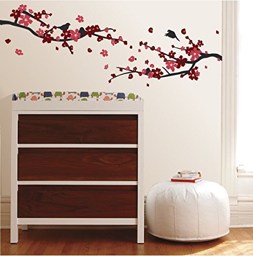 Baby Cherry Blossoms Wall Decal (Black & Reds, 34