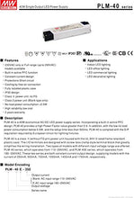 Load image into Gallery viewer, MW Mean Well PLM-40-1400 29V 1400mA 40.6W Single Output LED Power Supply with PFC
