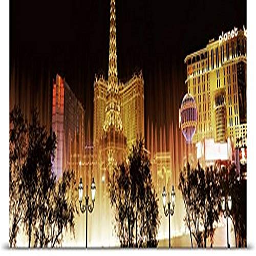 GREATBIGCANVAS 127259_13_90x30_None Entitled Hotels in a City lit up at Night The Strip Las Vegas Nevada Poster Print, 90