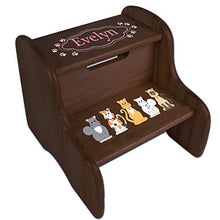 Load image into Gallery viewer, Personalized Pink Cats Espresso Two Step Stool
