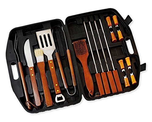 Barbecue Grills Set with Wooden Handles in Carrying Case, Barbecue Grill Set, Outdoor Grill Set, Barbecue, Barbecue Sauce, Barbecue Tools, Barbecue Cover