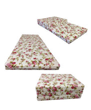 Load image into Gallery viewer, D&amp;D Futon Furniture Red Rose White Twin Size Shikibuton Trifold Foam Beds 6&quot; Thick x 39&quot; W x 75&quot; L Long, 1.8 lbs high Density Resilient White Foam, Floor Foam Folding Mats.
