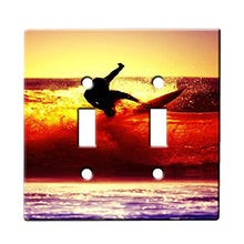 Load image into Gallery viewer, Surfing at Sunset - Decor Double Switch Plate Cover Metal
