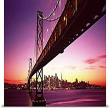 Load image into Gallery viewer, GREATBIGCANVAS Entitled Bridge Across a Bay with City Skyline in The Background, Bay Bridge, San Francisco Bay, San Francisco, California, Poster Print, 90&quot; x 30&quot;, Multicolor
