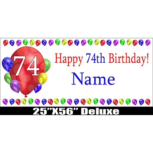 74TH Birthday Balloon Blast Deluxe Customizable Banner by Partypro