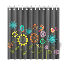 Load image into Gallery viewer, CTIGERS Shower Curtain for Kids Simple Flower and Birds Polyester Fabric Bathroom Decoration 72 x 72 Inch
