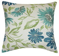 TPO Design Sunbrella Violetta Baltic Indoor/Outdoor Floral Pillow 18x18