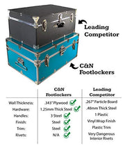 Load image into Gallery viewer, C&amp;N Footlockers Graduate Storage Trunk - Large College Dorm Chest - Durable with Lid Stay - 32 x 18 x 18.5 Inches (Teal)
