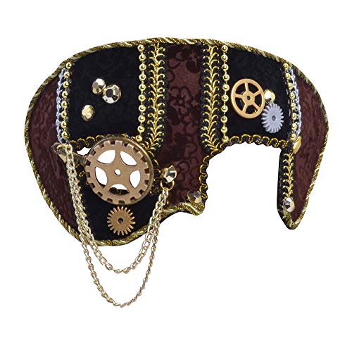 Bristol Novelty Steampunk Eye Mask Male Glasses Frame, PET, Polyester, Fabric, Polyresin, Acrylic, Metal, Multi-Colour, One Size