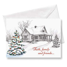 Load image into Gallery viewer, Winter Home Personalized Religious Christmas Cards  Holiday Greetings, Includes Bible Verse, Set of 18 Cards and Envelopes, by Current
