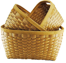 Load image into Gallery viewer, TopherTrading TOPOT Jambo Set of 3 Wood chip Laundry Storage Baskets in Honey Brown Color
