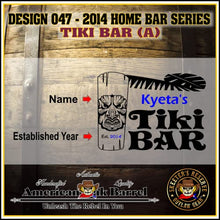Load image into Gallery viewer, 2 Liter Personalized Tiki Bar (A) American Oak Aging Barrel - Design 047
