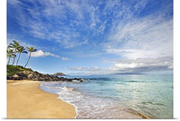 GREATBIGCANVAS Entitled Hawaii, Maui, Makena, Secret Beach, Turquoise Ocean with Palm Trees and Sandy Beach Poster Print, 60