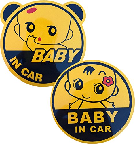 Dolphin.dyl 2x Baby in Car Baby on Board Graphic Safety Sticker Use Reflecting Material