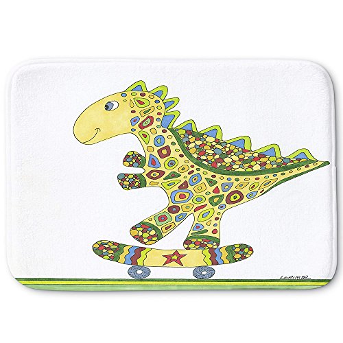 DiaNoche Designs Memory Foam Bath or Kitchen Mats by Valerie Lorimer - Dinosaur Skater, Large 36 x 24 in
