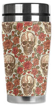 Load image into Gallery viewer, Mugzie brand 16-Ounce Travel Mug with Insulated Wetsuit Cover - Skulls and Roses
