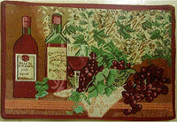 Set of 4 Tapestry Placemats Wine Bottle Glasses and Grape