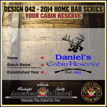 Load image into Gallery viewer, 1 Liter Personalized Hunting Cabin Reserve American Oak Aging Barrel - Design 042
