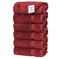 Chakir Turkish Linens Turkish Cotton Luxury Hotel & Spa Bath Towel, Hand Towel - Set of 6, Cranberry