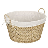 Household Essentials Natural ML-6667N Round Wicker Laundry Basket Hamper with Liner