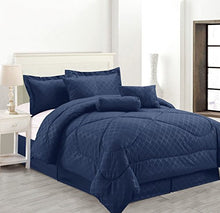 Load image into Gallery viewer, Empire Furniture USA Luxury Hotel 7-Pc Embossed Solid Comforter Set (Queen Size, Navy Blue)
