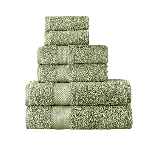 Towels Beyond - Luxury Towel Set for Bathroom, 100% Turkish Cotton, Quick Dry, Soft and Absorbent Bath Towels, Hand Towels, and Washcloths, Madison Collection - 6-Piece Set (Sage Green)