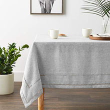 Load image into Gallery viewer, Hem Stitch Embroidered Vintage Design Tablecloth Gray 68&quot; by 108&quot; Oblong/Rectangle
