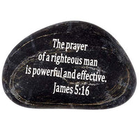 Holy Land Market Engraved Inspirational Scripture Biblical Black Stones Collection - Stone XII : James 5:16 :