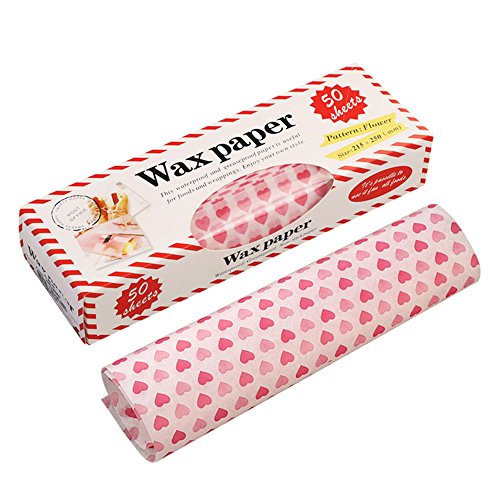 Wax Paper,Food Picnic Paper,50 sheets Grease Proof Paper,Waterproof Dry  Hamburger Paper Liners Wrapping Tissue for Plastic Food Basket By Meleg  Otthon(Heart-shaped pattern) - Tissue Paper