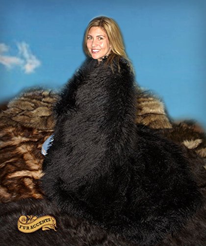 Shaggy Mongolian Sheepskin Faux Fur Throw Blanket Luxury Faux Fur Black Shag Minky Cuddle Fur Lining 48