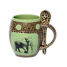 Load image into Gallery viewer, Elephant Mug with Spoon in Avocado Green
