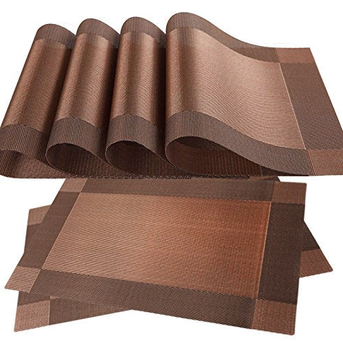 Dining Room Placemats for Table Heat Insulation-Simple Style-Great for Everyday Use,Set of 6 Pcs,Brown