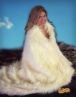 Thick Off White Mongolian Faux Fur Throw Blanket/Bedspread/Bedding/Minky Cuddle Fur Lining (5'x6')