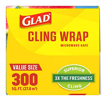 Load image into Gallery viewer, Glad ClingWrap Plastic Food Wrap - 300 Square Foot Roll - 4 Pack (Package May Vary)
