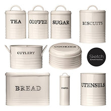 Load image into Gallery viewer, Premier Housewares 507633 Sketch Biscuit Tin - Cream, H12 x W22 x D22cm
